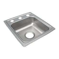 Elkay Lustertone Classic 3-Hole Single-Bowl Drop In Sink, 17.5" x 15" x 5.5", Stainless Steel, Lustrous Satin (LRAD1517553)