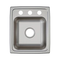 Elkay Lustertone Classic 3-Hole Single-Bowl Drop In Sink, 17.5" x 15" x 5.5", Stainless Steel, Lustrous Satin (LRAD1517553)