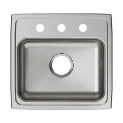Elkay Lustertone Classic 3-Hole Single-Bowl Drop In Sink, 5.5" x 19" x 18", Stainless Steel, Lustrous Satin (LRAD1918553)