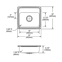 Elkay Lustertone Classic 3-Hole Single-Bowl Drop In Sink, 5.5