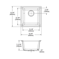 Elkay Quartz Classic Single-Bowl Drop-In/Undermount Kitchen Sink, 15.75
