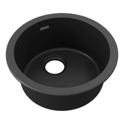 Elkay Quartz Classic Single-Bowl Drop In/Undermount Kitchen Sink, 18.13" x 18.13" x 7.5", Quartz, Black (ELG16FBBK0)
