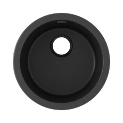 Elkay Quartz Classic Single-Bowl Drop In/Undermount Kitchen Sink, 18.13" x 18.13" x 7.5", Quartz, Black (ELG16FBBK0)