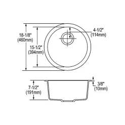 Elkay Quartz Classic Single-Bowl Drop In/Undermount Kitchen Sink, 18.13