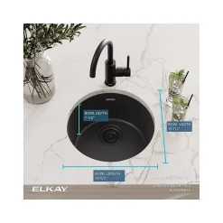 Elkay Quartz Classic Single-Bowl Drop In/Undermount Kitchen Sink, 18.13