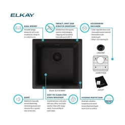 Elkay Quartz Classic Single-Bowl Drop In/Undermount Kitchen Sink, 15.75