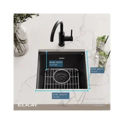 Elkay Quartz Classic Single-Bowl Drop In/Undermount Kitchen Sink, 15.75
