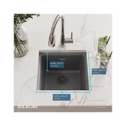 Elkay Quartz Classic Single-Bowl Drop In/Undermount Kitchen Sink, 15.75