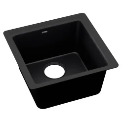 Elkay Quartz Luxe Single-Bowl Drop-In/Undermount Bar Sink, 15.75" x 15.75" x 7.69", Quartz, Caviar (ELX1616CA0)
