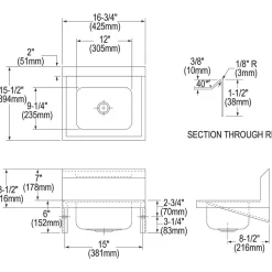 Elkay Single Bowl Wall Hung Handwash Sink, Stainless Steel (CHS17161)