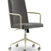 Elle Decor Giselle Fabric Computer and Desk Chair, Light Gray/Gold (CHR10058B)