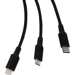 ELLIE ROSE 3-in-1 Charging Cable, 6 Feet Black (3CBL-0047)