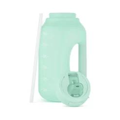 ello Hydra Time Markers Plastic Water Bottle with Straw, 64 oz., Yucca (299-0826-025-2)