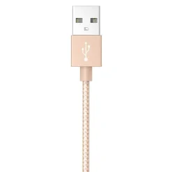 Ematic Charge and Sync Braided Lightning to USB-A Cable, 3 ft., Gold, (ELM341)