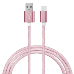 Ematic Charge and Sync USB-A to USB-C Cable, 3 ft., Pink, (EUSBCPN)