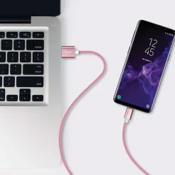 Ematic Charge and Sync USB-C 2.0 to USB-A Cable, 6 ft., Pink, (EUTC602PN)