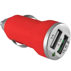 Ematic 2-Port USB-A Car Charger, 2.1-Amp, Red, (ECC08RD)