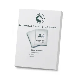 Empire Imports 65 lb. Cardstock Paper, 8.27" x 11.69", White, 250 Sheets/Ream (A4CARD)