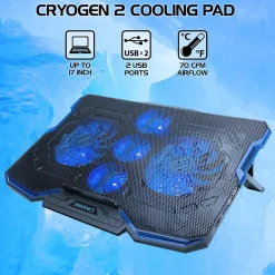ENHANCE Cryogen Laptop Cooling Stand, USB Connectivity, Blue/Black (ENGXC20100BLWS)