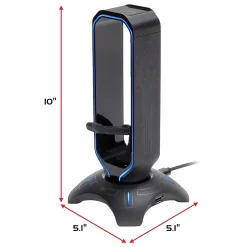 ENHANCE ENPCGXH100BKWS 3-in-1 Headset Stand with RGB Colors, USB Powered, Black
