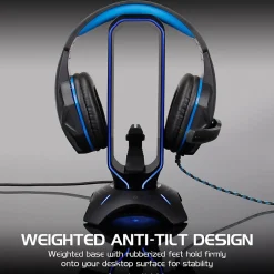 ENHANCE ENPCGXH100BKWS 3-in-1 Headset Stand with RGB Colors, USB Powered, Black