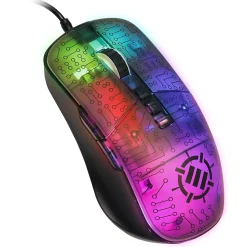 ENHANCE Voltaic 2 Wired Ambidextrous Laser USB Gaming Mouse, Clear with Multicolor LEDs (ENVOMN2100CLWS)