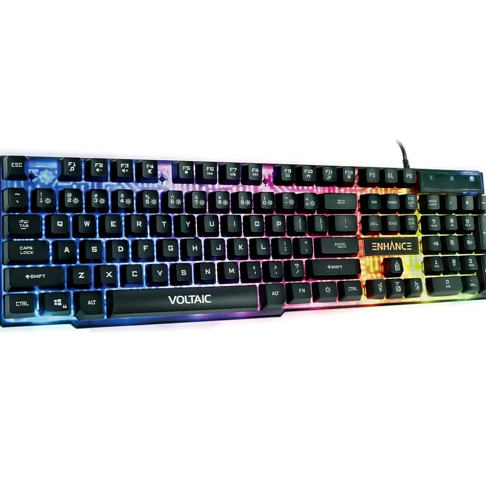 ENHANCE Voltaic 2 Wired Gaming Keyboard, Clear with Multicolor LEDs (ENVOKN2100CLWS)