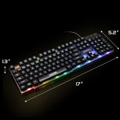 ENHANCE Voltaic 2 Wired Gaming Keyboard, Clear with Multicolor LEDs (ENVOKN2100CLWS)