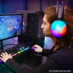 ENHANCE Voltaic 2 Wired Stereo Gaming Headset, USB 2.0, Clear with Multicolor LEDs (ENVOH2L100CLWS)