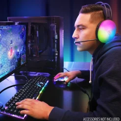 ENHANCE Voltaic 2 Wired Stereo Gaming Headset, USB 2.0, Clear with Multicolor LEDs (ENVOH2L100CLWS)