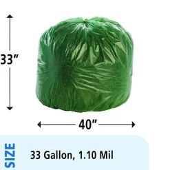 Envision Controlled Life Cycle 33 Gallon Industrial Trash Bag, 33" x 40", Low Density, Green, 40 Bags/Box, 2 Rolls