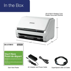 Epson DS-575W II Duplex Document Scanner, White/Black (B11B263202)