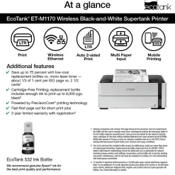 Epson EcoTank ET-M1170 Wireless Monochrome Inkjet Printer