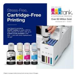 Epson EcoTank ET-2850-W Wireless Color Inkjet Printer, All-In-One Supertank, Print, Scan, Copy (9472541)