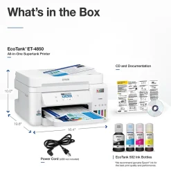 Epson EcoTank ET-4850-W Wireless Color Inkjet Printer, All-In-One Supertank, Print, Scan, Copy, Fax (9472545)