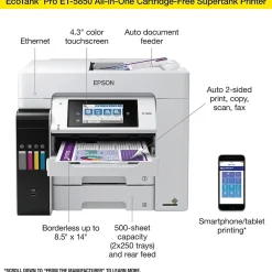 Epson EcoTank Pro 5850 Wireless Color Inkjet Printer, All-In-One Supertank, Print, Scan, Copy, Fax (9472509)
