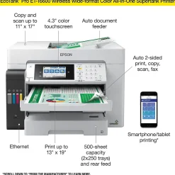 Epson EcoTank Pro ET-16600 Wireless Wide-format All-in-One SuperTank Office Printer, prints up to 13