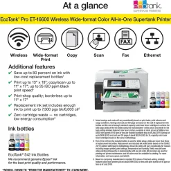 Epson EcoTank Pro ET-16600 Wireless Wide-format All-in-One SuperTank Office Printer, prints up to 13