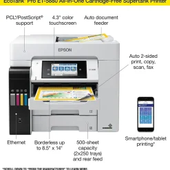 Epson EcoTank Pro ET-5880 Wireless All-in-One Cartridge-Free SuperTank Office Printer with PCL/Postscript Support