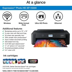 Epson Expression Photo XP-15000 Wireless Color Inkjet Printer, Single-Function, Print (9472517)