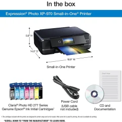 Epson Expression Photo XP-970 Wireless Color Inkjet Printer, All-In-One, Print, Scan, Copy (9472534)