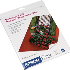 Epson Glossy Photo Paper, 8" x 10", 20 Sheets/Pack (S041465)