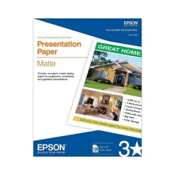 Epson Matte Presentation Paper, 8.5" x 11", 100 Sheets/Pack (S041062)
