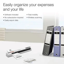 Epson RapidReceipt RR-70W Wireless Portable Document Scanner, White/Black (B11B253205)