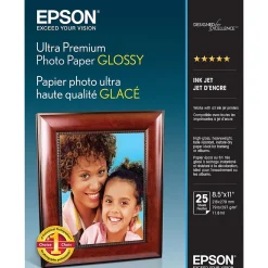 Epson Ultra Premium Glossy Photo Paper, 8.5" x 11", 25 Sheets/Pack (S042182)