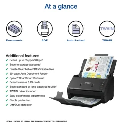Epson WorkForce ES-400 II Duplex Document Scanner, Black (B11B261201)