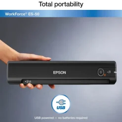 Epson WorkForce ES-50 Portable Document Scanner, Black (B11B252201)