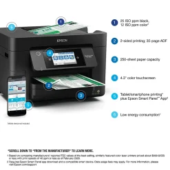 Epson WorkForce Pro WF-4820 Wireless Color Inkjet Printer, All-In-One, Print, Scan, Copy, Fax (9472527)