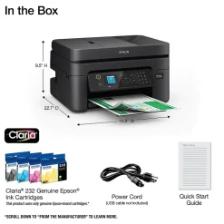Epson WorkForce WF-2930 Wireless Color Inkjet Printer, All-In-One, Print, Scan, Copy, Fax (9472537)