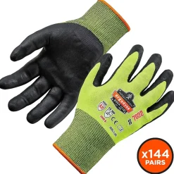 Ergodyne ProFlex 7022 Hi-Vis Nitrile Coated Cut-Resistant Gloves, ANSI A2, Dry Grip, Lime, XL, 144 Pairs (17875)